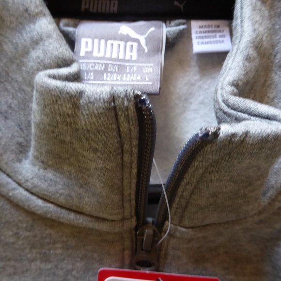 PUMA BRAND MENS GRAY WITH BLACK LONG SLEEVE TRACK JACKET WITH FULL ZIPPER L NEW - Picture 3 of 13